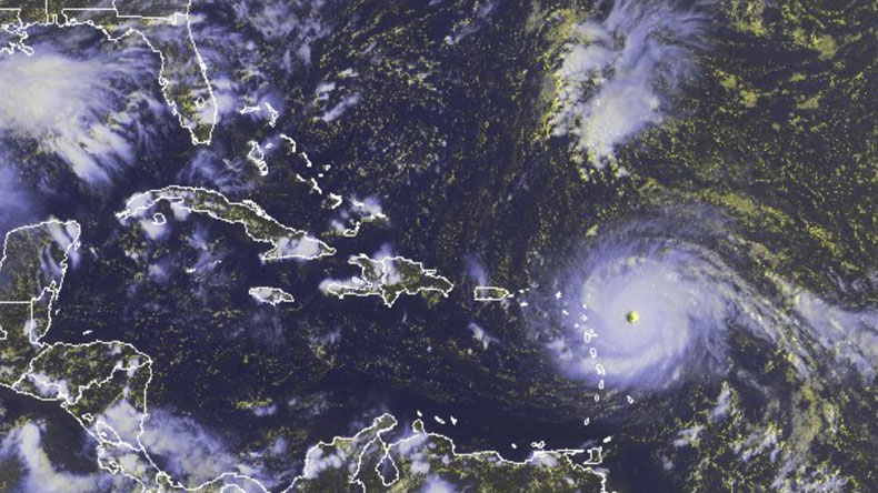 Hurricane Irma crossing the Leeward Islands on 05/09/17