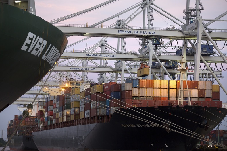 Port of Savannah MSC ship and Maersk ship Credit: Georgia Ports Authority/Stephen B. Morton