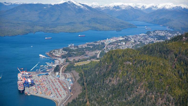 Prince Rupert port two ships being worked Credit: Prince Rupert Port Authority 