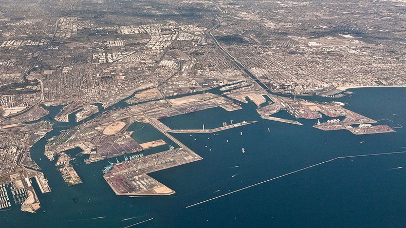 Aerial view of San Pedro port