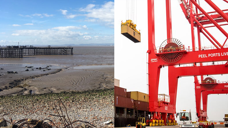 Left: Port of Bristol box terminal site. Right: Unloading at Liverpool2