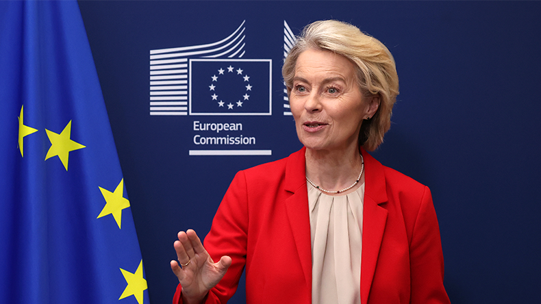 EU Commission President Ursula von der Leyen prior a emergency European Council 