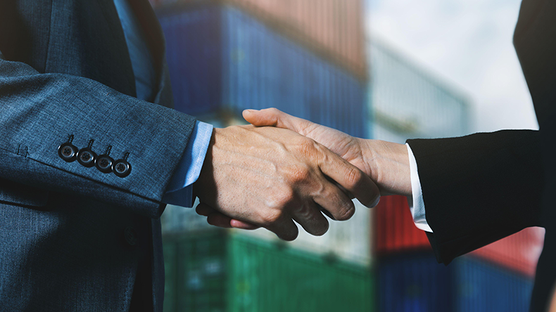 Handshake at container port
