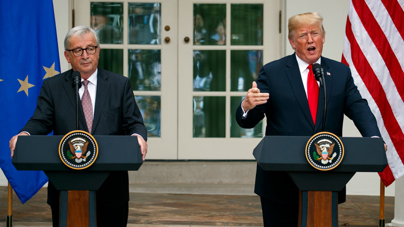 European Commission president Jean-Claude Juncker, left, and President Donald Trump