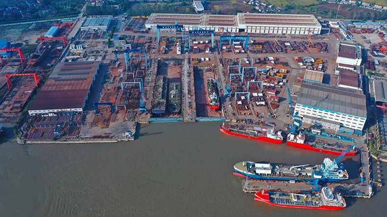 Aerial view of Jinling Shipyard (Yangzhou) Dingheng in China