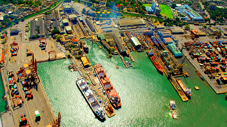 Aerial view of Colombo Dockyard in Sri Lankan