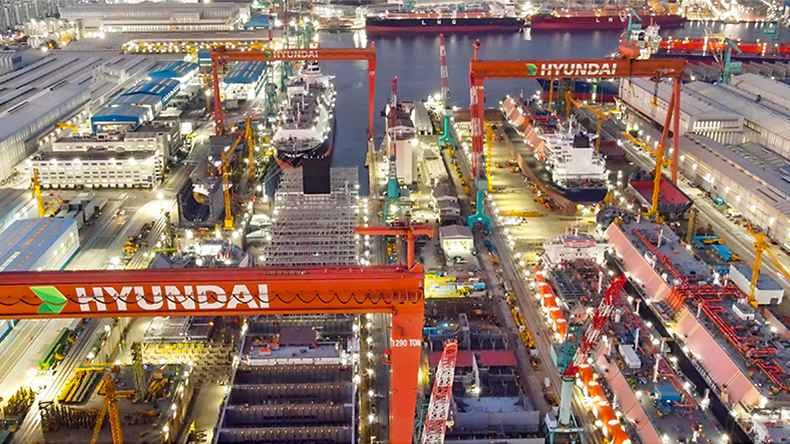 Overview of HD Hyundai Heavy shipyard in South Korea