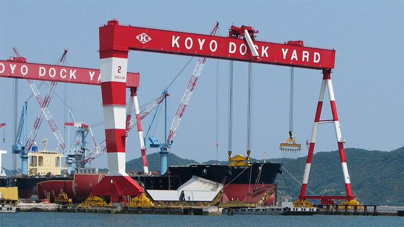 Imabari’s Koyo Dockyard overview with ship
