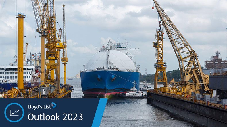 LNG carrier at yard