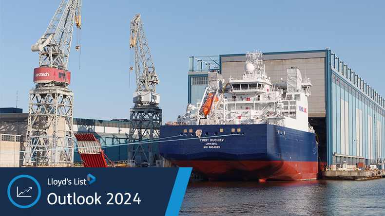 Tanker Yuriy Kuchiev in the Arctech Helsinki Shipyard in Helsinki, Finland