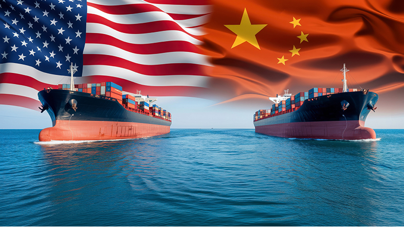 US China containerships trade conflict concept