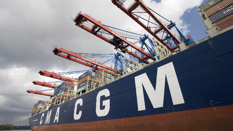 CMA CGM logo on containership
