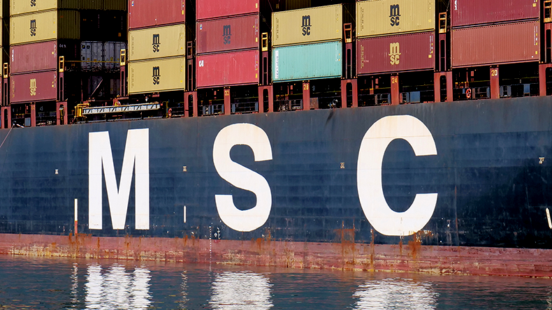 MSC containership docked at port in 2025