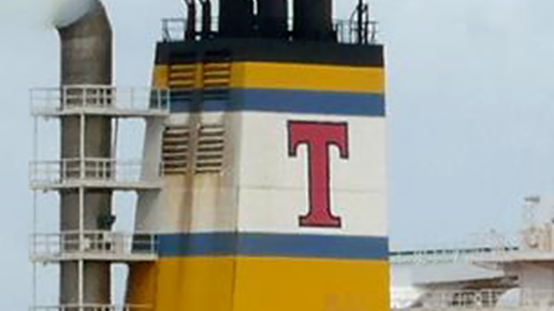 TEN logo on ship funnel