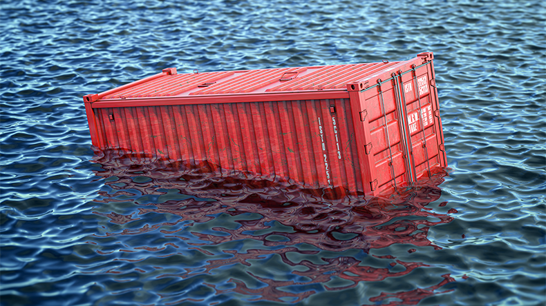 Shipping cargo container lost in the sea