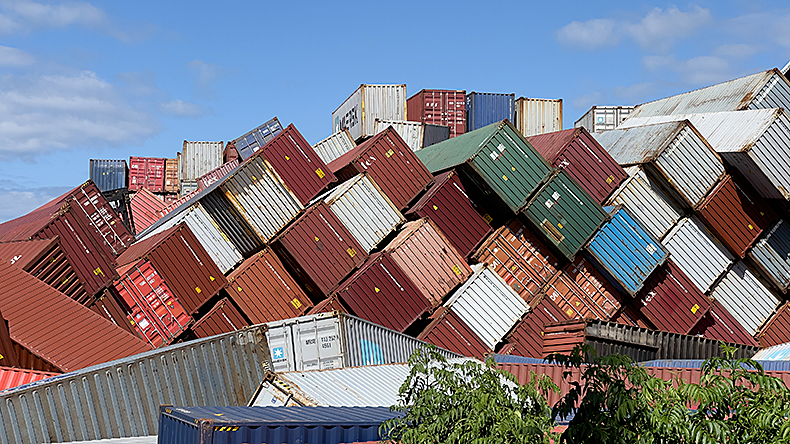 Dozens of containers fall off vessel berthed in Long Beach