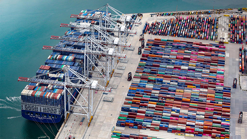 Aerial shot of cranes at Southampton