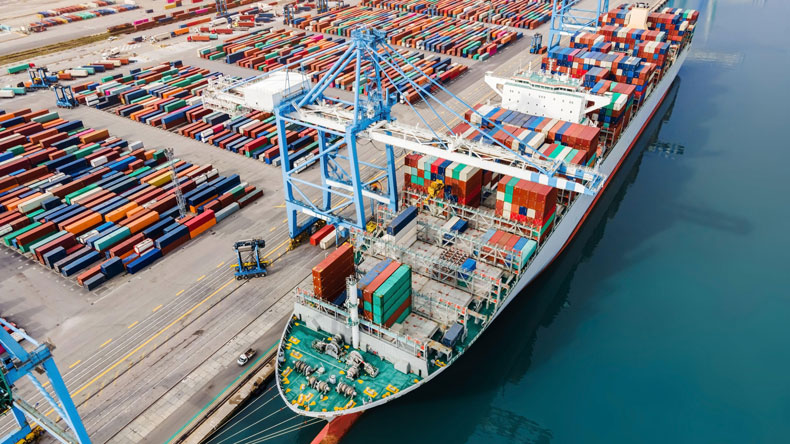 Boxship being worked at berth