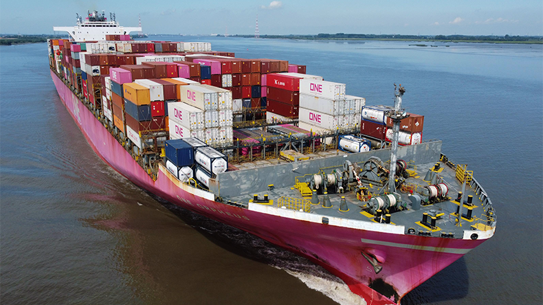 ONE Orpheus containership on river