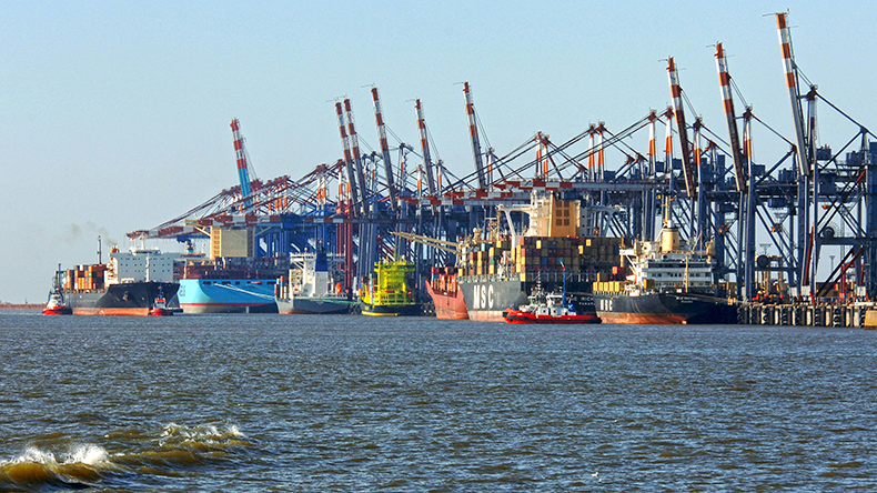 Containerships at Eurogate terminal in Bremerhaven 2024