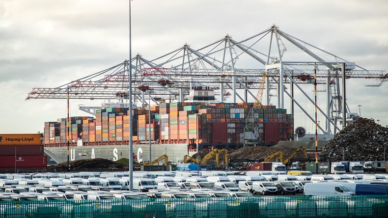 Containership at the Port of Southampton