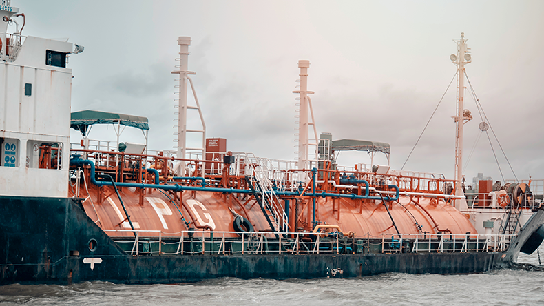 Red Liquefied Petroleum Gas LPG tanker