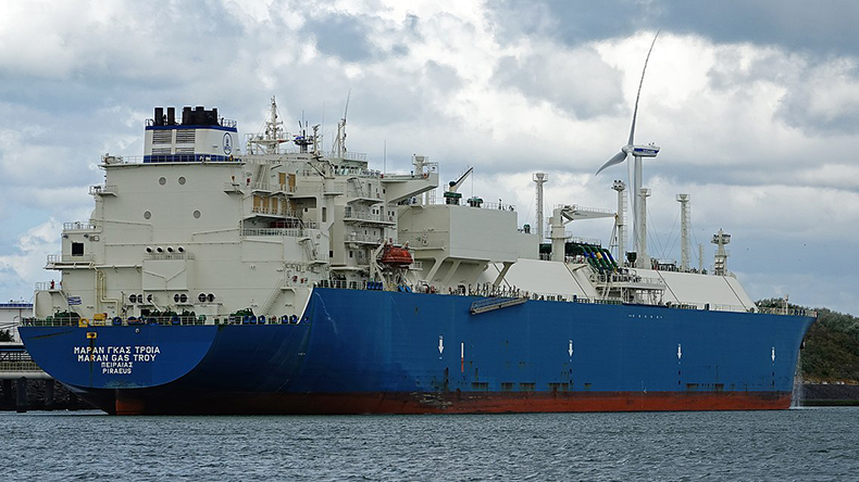 Maras Gas Troy ship at dock in Rotterdam.