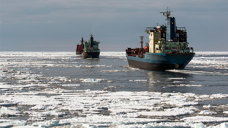 Convoy in the Arctic ocean