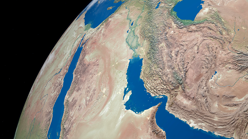 Middle East Gulf aerial view from outer space