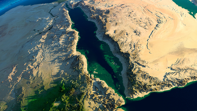 Detailed Earth satellite with Red Sea and Saudi Arabia
