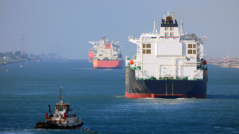 Ships on the Suez Canal in Egypt in 2024