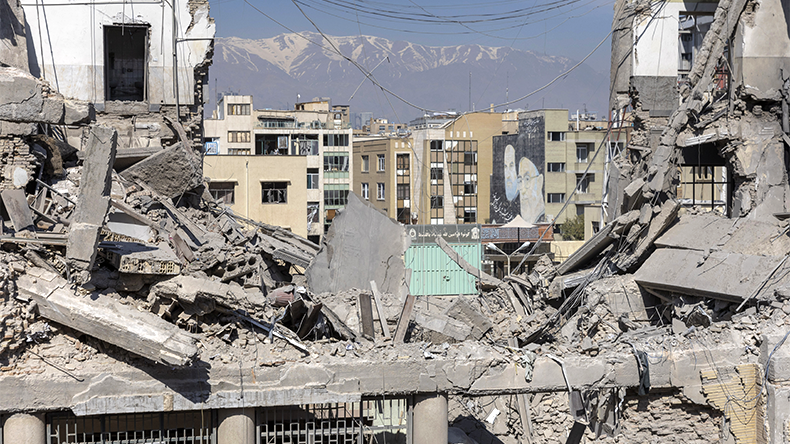 Damaged building, struck days earlier, during the US Israeli military campaign on March 4, 2026 in Tehran, Iran