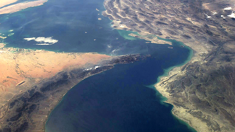 Satellite image of Strait of Hormuz