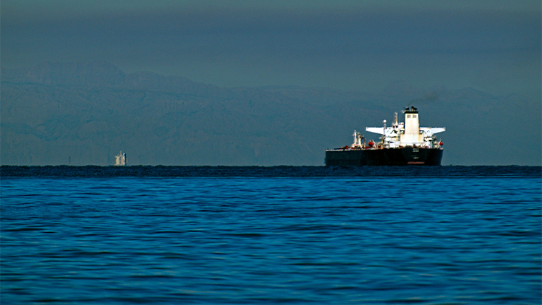 Large oil tanker in the Strait of Hormuz, Middle East Gulf, Iran