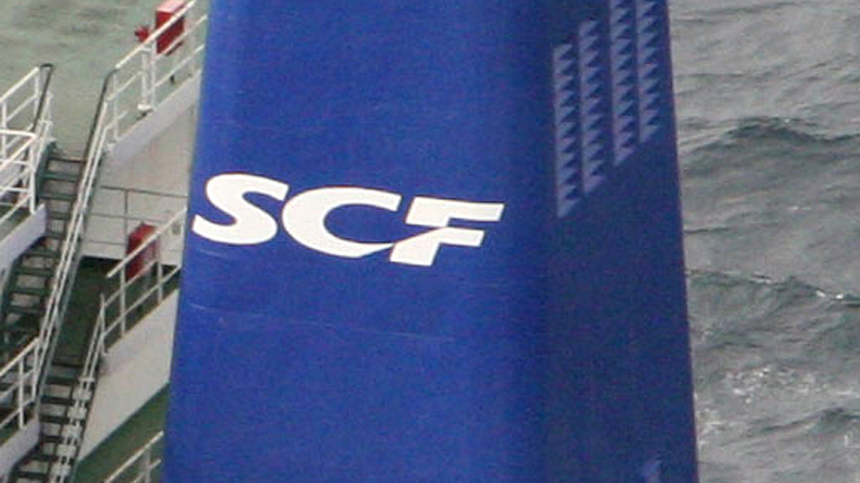 Livery on Sovcomflot tanker funnel