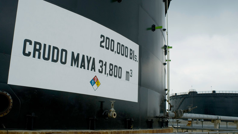Tanks for Mayan crude oil at the Lazaro Cardenas refinery in Minatitlan, Veracruz, Mexico