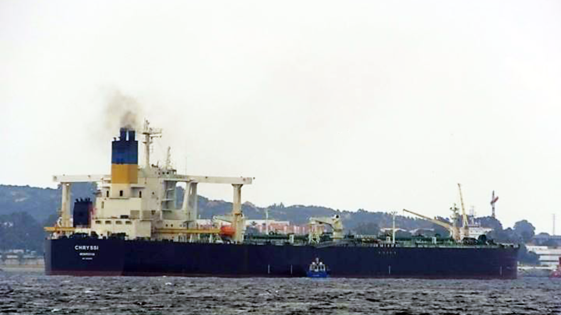 Crude oil tanker at sea