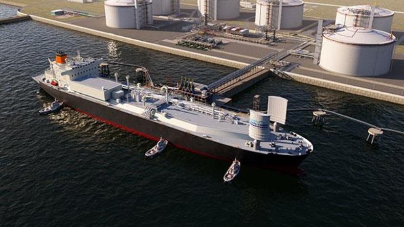 Computer image rendering of an MOL Wind LNG carrier