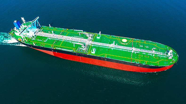 The VLCC-type oil tanker 'New Journey' sails off the port of Dalian