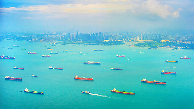 Tankers in the port of Singapore