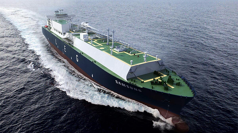 Very large ethane carrier vessel at sea