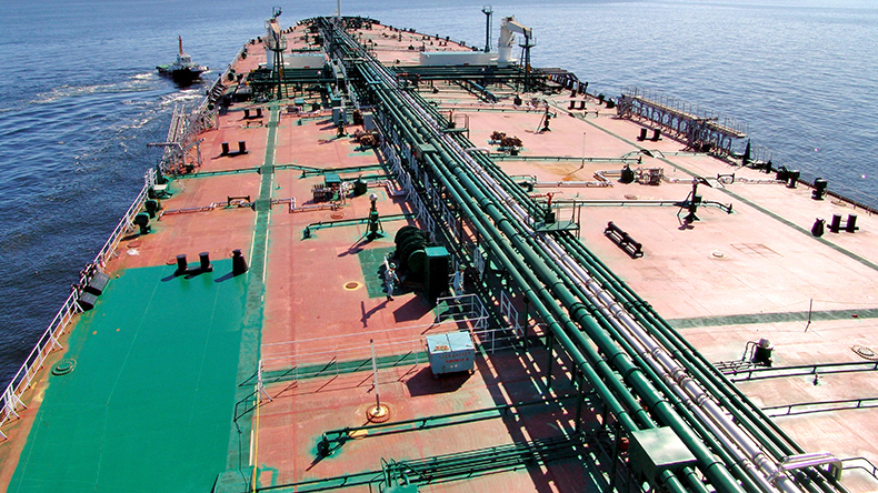 Crude oil tanker deck