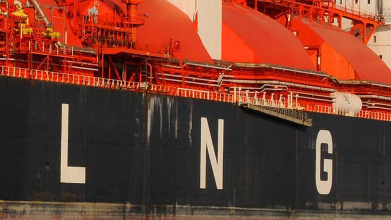 LNG painted on side of ship