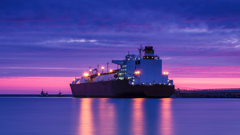 LNG carrier at dawn