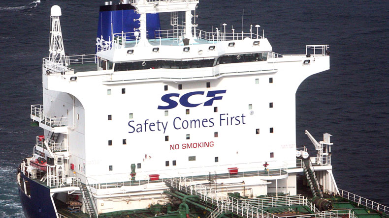 Sovcomflot logo on tanker