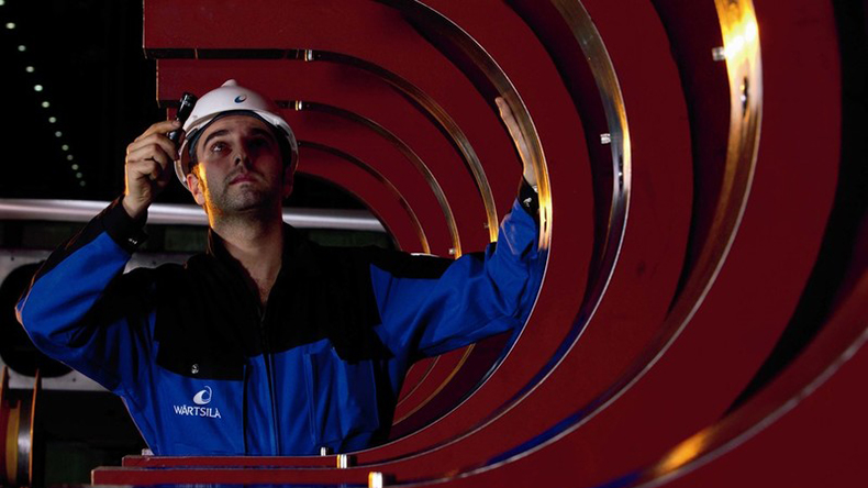 Man working at Wartsila factory in Trieste in 2009