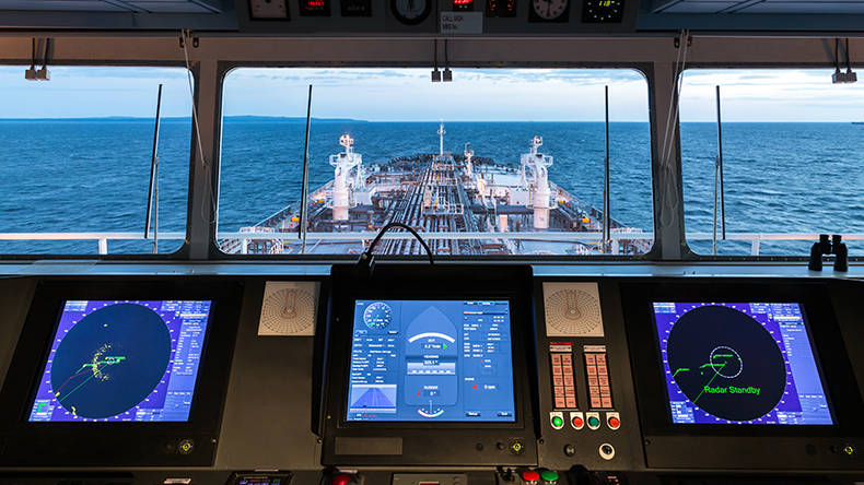 Control panel of a crude oil tanker
