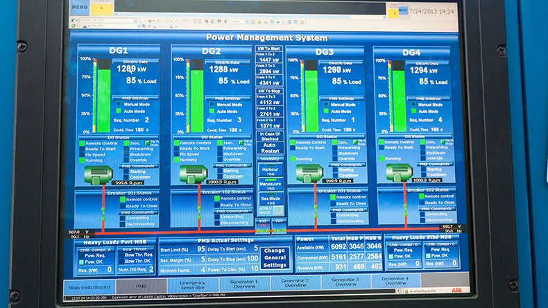 Engine power management system showing four engines