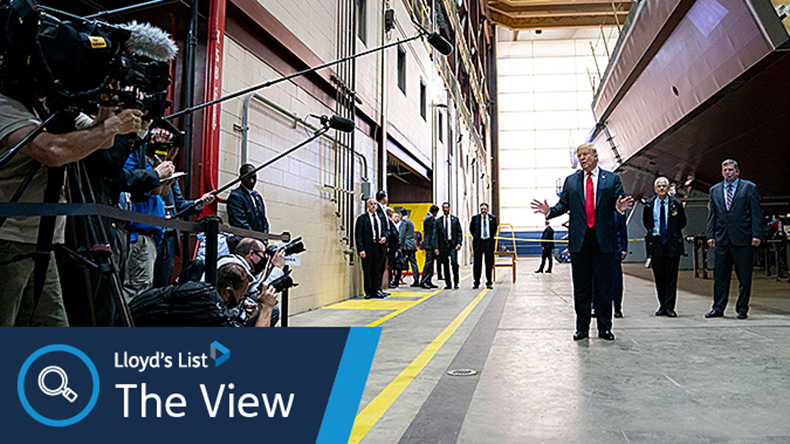 US President Donald Trump visits Fincantieri Marinette Marine in Marinette, Wisconsin in June 2020.