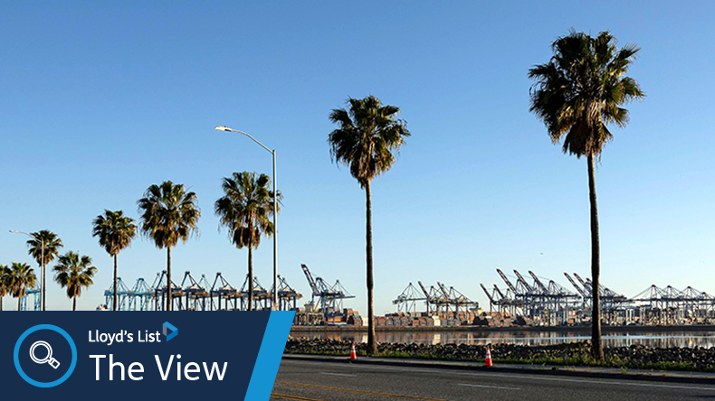 Ship-to-shore cranes at the port of Long Beach